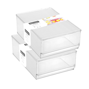 2pk Boxsweden Crystal 30x20x10.5cm Fridge Tray w/ Lid - Clear