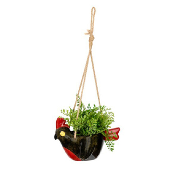 Hanging Cocky 22cm Pot Planter w/ Jute Hanger - Assorted