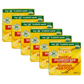 6PK Garnier Fructis 60g Shampoo Bar 2in1 Nourishing Cleanse Care For Dry Hair