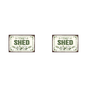 2x Embossed The Shed Sign 30x20cm Metal w/ UV Print Hanging Decor