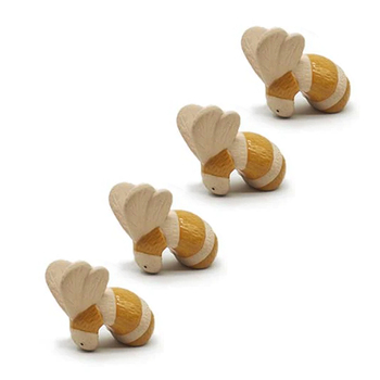 4x Pot Sitter Bee 9.5cm Animal Ornament Garden Decor - Orange