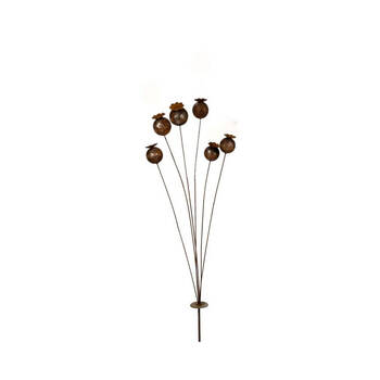  Metal Stake Poppy Head Short 10x65cm - Rust