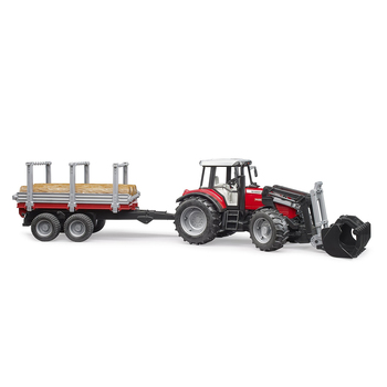 Bruder 1:16 Massey Ferguson 7480 w/ Front Loader & Timber Trailer