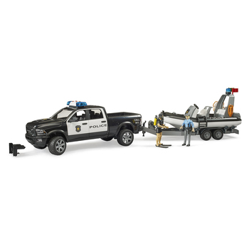Bruder 1:16 RAM Police Pickup & Trailer w/Boat And Figures 4y+