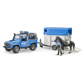 Bruder 1:16 Land Rover Defender Police Vehicle w/ Horse Trailer BB Kids 4y+