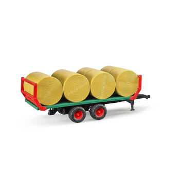 Bruder ABS Transport Trailer w/ 8-Round Bales 44cm Farm Vehicle Toy 3y+