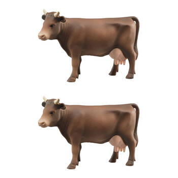 2PK Bruder ABS Cow Standing Farm Action Figure Toy 18.5cm Assorted Brown 3y+