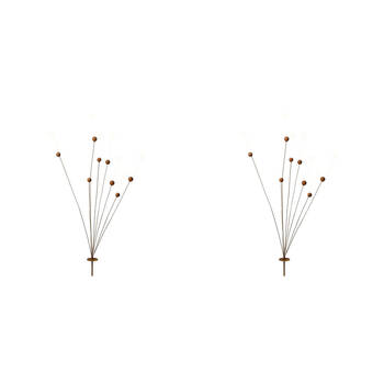 2PK Metal Stake Spray Billy Buttons Short 95x50cm - Rust