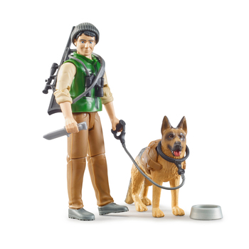 Bruder Forest Ranger With Dog & Equipment Scale Model Kids Toy 3y+