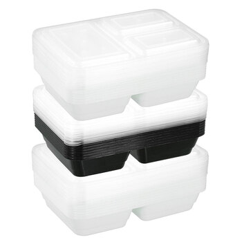 3x 8PK Lemon & Lime 1200ml Reusable 3-Section Food Prep Container Assorted