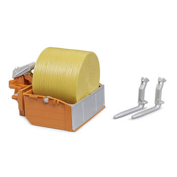 Bruder Farming Tractor Loading Box with Forks & 1 Round Bale Kids Toy