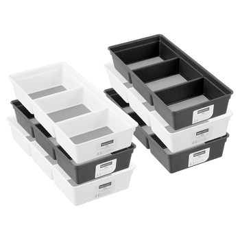 6x Boxsweden Grip 3-Section 33x5.5cm Organiser Tray - Assorted