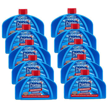 10PK Crystale Dishwasher Cleaner Liquid Grease Eliminator 250ml - Blue