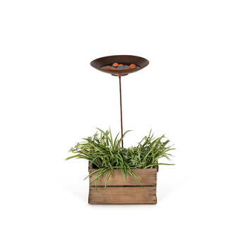  Metal Stake Bird Bath Garden Decor 40x90cm - Rust