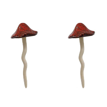 2x Mushroom 27cm Ceramic Garden Ornament Decor Large - Assorted