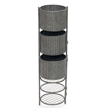 3 Tier Pot Plant Stand 79cm Ribbed Outdoor Yard/Patio Garden Decor Charcoal