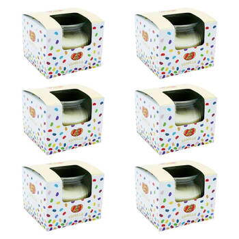 6PK Jelly Belly French Vanilla Scented Candle Pot Home Room Fragrance 85g White