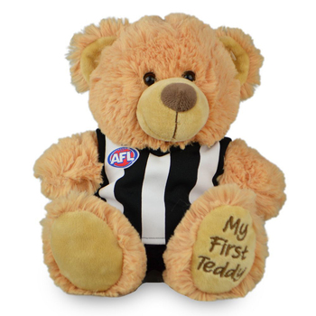 AFL Collingwood First Teddy Bear 23cm Plush Stuffed Animal Kids Soft Toy