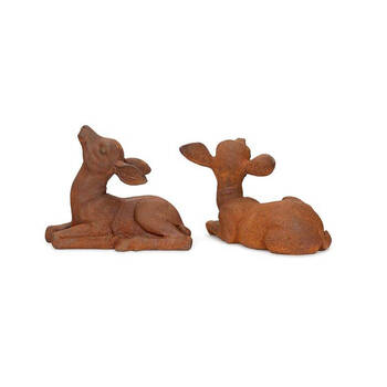 Cast Iron Sitting Deer Garden Decor Rust - Assorted