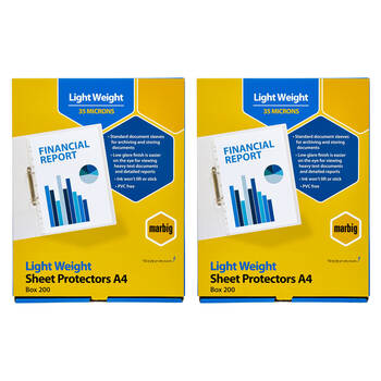 400pc Marbig Light Weight A4 Sheet Protectors Document Sleeves