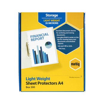 300pc Marbig Lightweight A4 Ring Binder Sheet Protectors - Clear