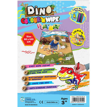 Rollmatz Colour & Wipe Playmat with 6 Marker Pens 90 x 120cm Kids Toy Assorted