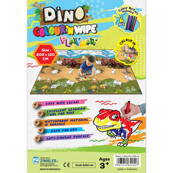 Rollmatz Colour & Wipe Playmat with 6 Marker Pens 200 x 120cm Kids Toy Assorted