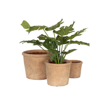 3pc Terracotta Outdoor Clay Plant Pot Set - Aged
