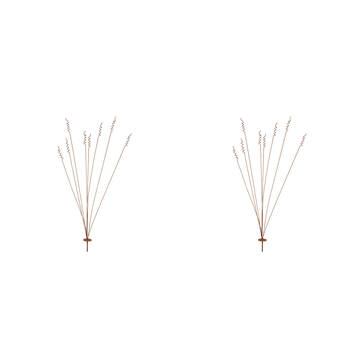 2PK Iron Stake 8 Head Grass Spray 115cm - Rust