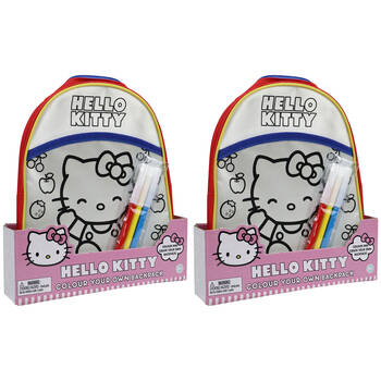 2PK Sanrio Hello Kitty Colour Your Own Backpack w/ Markers 21x26cm 6y+