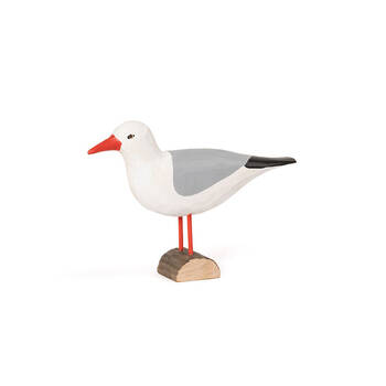  Timber Seagull Sculpture Large w/ Base 27.5x20cm