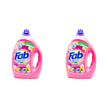 2PK Fab 2L Laundry Liquid Fresh Frangipani Front & Top Loader Stain Remover