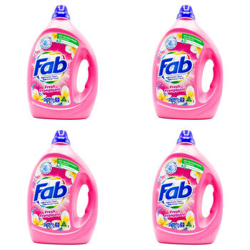 4PK Fab 2L Laundry Liquid Fresh Frangipani Front & Top Loader Stain Remover