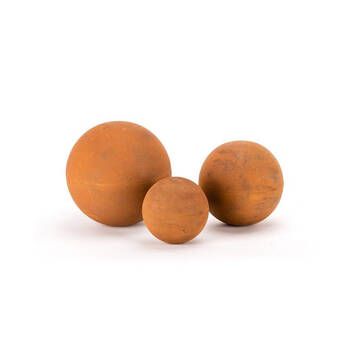 3pc Mild Steel Balls Garden Sculptures 15/20/25cm - Rust