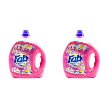 2PK Fab Laundry Liquid Front & Top Loader Fresh Frangipani Cleans Expertly 4L