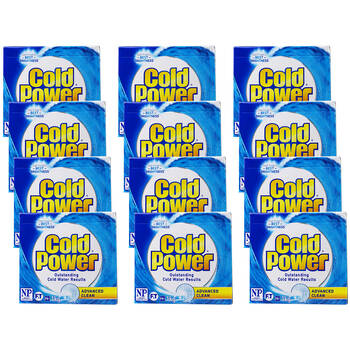 12PK Cold Power 1kg Laundry Powder Advanced Clean Front & Top Loader Stain Remover