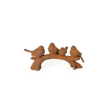 Birds on Branch Cast Iron Sculpture Home Decor 31x14cm - Rust