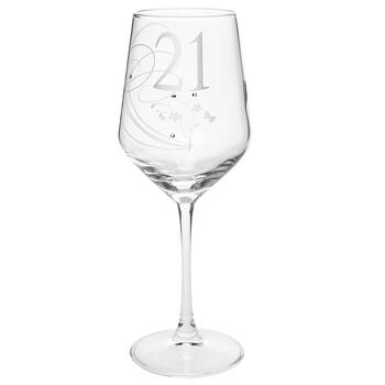 Gibson Gifts 21 Birthday Crystal Wine Glass - Clear