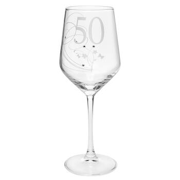 Gibson Gifts 50 Birthday Crystal Wine Glass - Clear