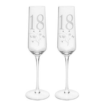 2PK Gibson Gifts 18 Birthday Crystal Champagne Glass - Clear