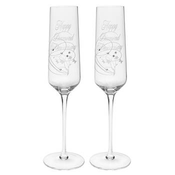 2pc Gibson Gifts Diamond Anniversary Flutes Wine Glasses Set - Clear