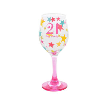 Gibson Gifts 21 Birthday Party Wine Glass Drinkware - Pink