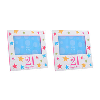 2PK Gibson Gifts Birthday Party 21 Photo Frame 6x4'' Decor - Blue