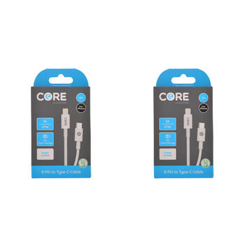 2PK Core 8-Pin to USB-C Cable Charging Cord 1m For Apple iPhone 14/13 - White