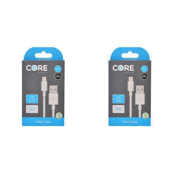 2PK Core 8-Pin to USB-A Cable Charging Cord 2m For Apple iPhone 14/13 - White
