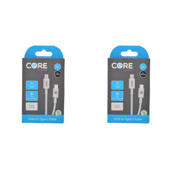 2PK Core 8-Pin to USB-C Cable Charging Cord 2m For Apple iPhone 14/13 - White