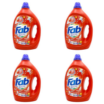 4PK Fab 2L Laundry Liquid Fresh Blossoms Front & Top Loader Stain Remover