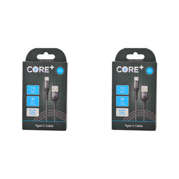 2PK Core USB-A to USB-C Cable Charging Cord 1.5m For iPhone 15/MacBook - Grey