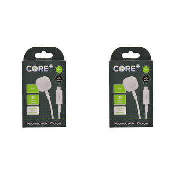 2PK Core Magnetic Watch Charger 2W/1.5m For Apple Watch 1-9/SE - White