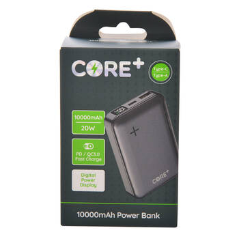 Core Essentials Type-C/USB-A 10000mAh Dual Power Bank 22.5W - Black